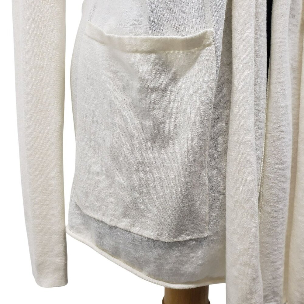 Title Nine Cardigan Supima Cotton Merino Wool Cream Open Front Waterfall S - Picture 12 of 13